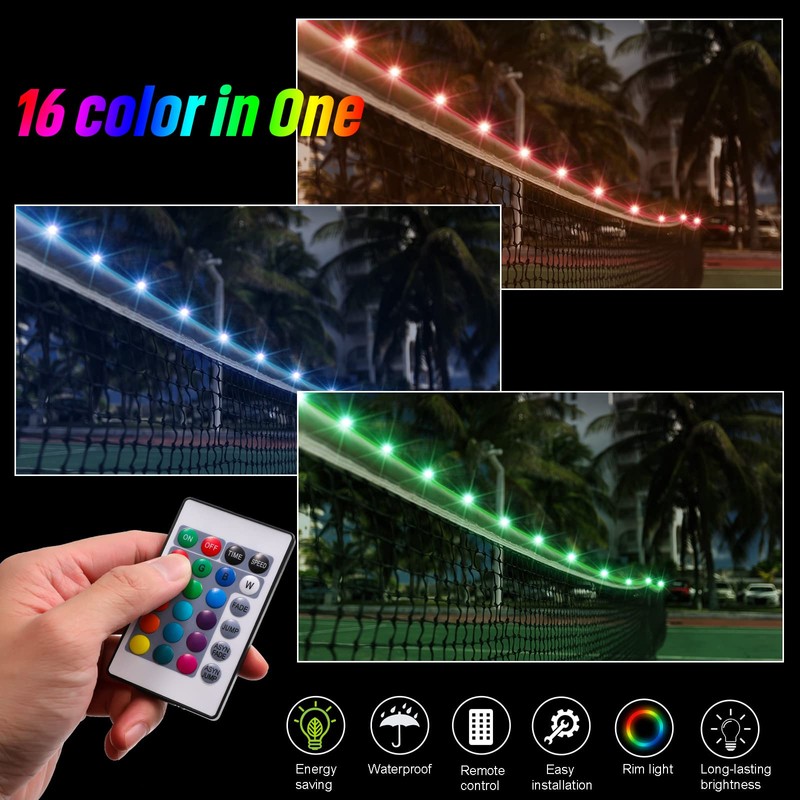 Eliteemo LED Badminton Pickleball Net Light, 17Ft Remote Control LED
