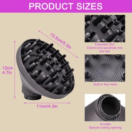 Puasok Diffuser Attachment for Dyson Airwrap HS01 HS03 HS05, Hair Dryer Attachment for Curly Hair, Hair Dryer Diffuser Nozzle, Compatible with Airwrap Styler (Grey)