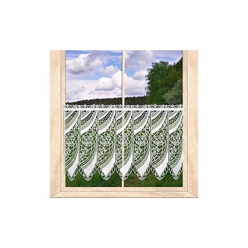 atelier alles-Spitze White lace panel curtain Malu made of real