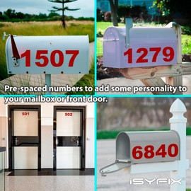 iSYFIX Red Vinyl Numbers Stickers,6 Inch Self Adhesive (2 Sets),Premium Decal Die Cut and Pre-Spaced for Mailbox, Signs, Window, Door, Cars, Trucks, Home, Business, Address Number, Indoor or Outdoor