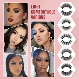 Parriparri 6D False Eyelashes Fluffy Dramatic 20 Pairs Natural Eyelashes 5 Styles Long Volume Handmade Makeup Eyelashes Wispy Lashes Easy to Apply