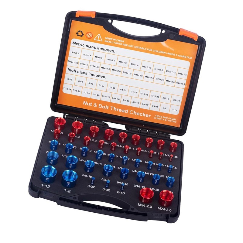 44Pcs Nut and Bolt Thread Checker, Carbon Steel Identifier Thread