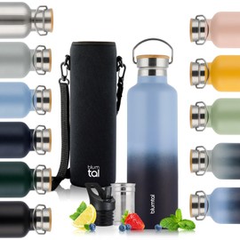 Blumtal Thermosflasche 1L - doppelwandige Trinkflasche Edelstahl 1L - Isolierflasche 1L BPA frei - Edelstahl Trinkflasche 1L/Teeflasche - Trinkflasche Thermo 1L - Thermos 1L - Grey Blue & Dark Ocean