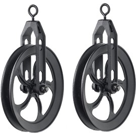 Rustic State Vintage Industrial Look Medium Wheel Farmhouse Pulley for Custom Make Wall Mount Pendant Lamps Frosty Black Set of 2