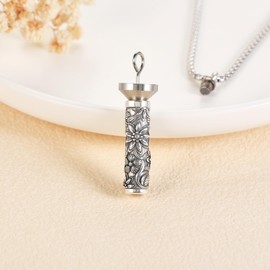 ONEFINITY Daisy Urn Necklace 925 Sterling Silver Bar Daisy Cremation Jewellery for Ashes Memorial Jewellery for Women Men, Sterling Silver