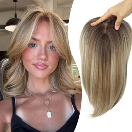 Hair Toppers For Women 14inch Synthetic Hair Topper With Bangs