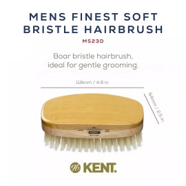 Kent MS23D Finest Men's Military Style Hair Brush - Natural Boar Bristle