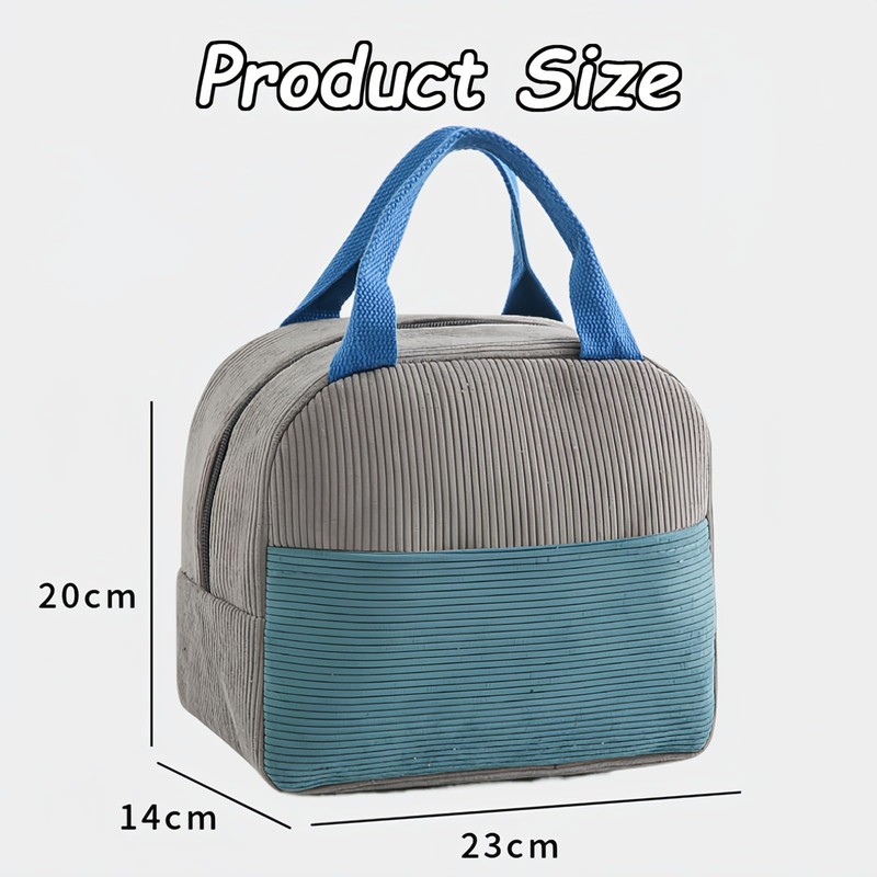 Taoluwin Insulated Lunch Bag, Corduroy Thermal Lunch Tote Bag with