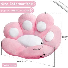 Large Size Cat Paw Seat Cushion Comfy Lazy Sofa Chair Cushion Bear Paw Lazy Sofa Office Floor Pillow Cute Plush Seat Pad for Gaming Chair Black（31.4 x 27.5 inch）