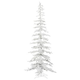Vickerman 7.5' x 34" Flocked Kuna Pine Artificial Christmas Tree, Unlit - Snow Covered Faux Tree - Seasonal Indoor Home Decor