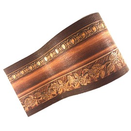 Simplemuji 3D Self Adhesive Decorative Floral Molding Waterproof Wallpaper Border Peel and Stick for Bathroom Kitchen Counter Top Tiles Sticker,4 Inch by 16.5 Feet (Dark Brown Wood Grain }