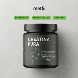 Creatina Monohidratada Micronizada de Alta Pureza Sin sabor y Sin olor Bote de 450 gramos 90 porciones (3 meses) Met 5 Nutrition