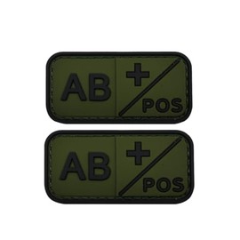 Yanxiangfa 2 PCS Mini AB+Emergency Positive PVC (Green), Compatible with Velcro Fasteners for Hats, Board Carriers, Backpacks, First aid Kits, Blood Types, AB Rings (2x1 inches)