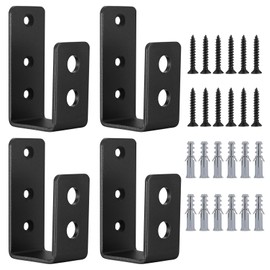 Pack of 4 Door Barricade Brackets, U Angle Bracket Metal, Steel U Security Door Lock Metal Brackets, Brackets with Screw, Fits 2 x 4 Lumber