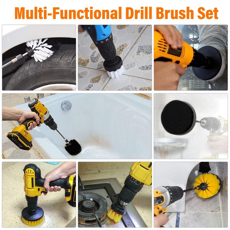 Drill Brushes Attachment Set 4Pcs Brush for Drill 1/4in Power