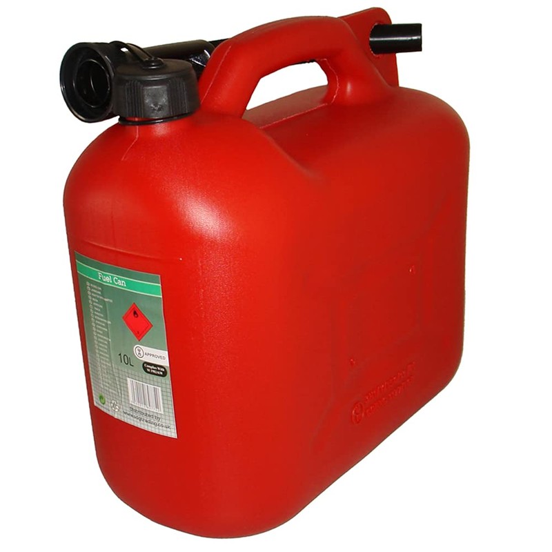 RocwooD Fuel Can 10L Litre Red Canister Plastic Lawn Mower