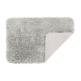 Odyssey Deep Pile Shaggy Non Slip Bath Mat 40 x 60cm – Super Soft, Quick Drying, Absorbent Small Microfibre Shower Mat (Light Grey)