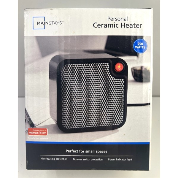 Mainstays Personal Ceramic Heater DQ1723-BLK New Unopened