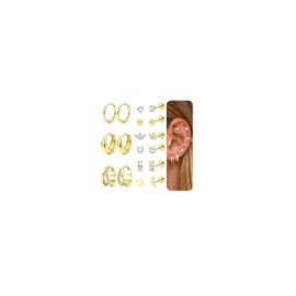 JeweBella 9 Paar 316L Chirurgenstahl Ohrringe Damen Hypoallergene Flatback Ohrringe Set Conch Tragus Helix Knorpel Piercings Ohr Klein Creolen Ohrstecker Damen Gold Silber