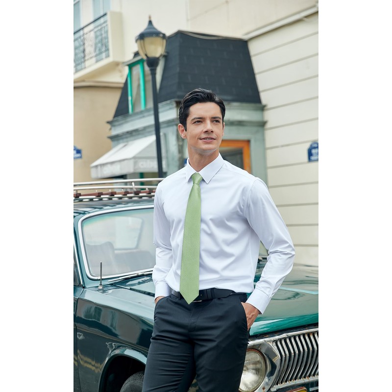 HISDERN Men's Wedding Ties and Pocket Square Solid Tie Cufflinks