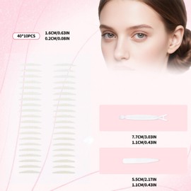 lasuroa 400pcs Double Eyelid Tape, Invisible Lifter Strips with Fork & Tweezers Long-Lasting Eye Lifting Tape for Instant Lift Hooded Droopy Uneven or Single Eyelids