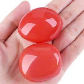 YATOJUZI 1.6"-2" Watermelon Quartz Natural Crystals and Healing Stones Worry Stones Polished Rocks Red Gemstones Palm Stone for Meditation Chakra Balancing Crystal Gifts 1PCS