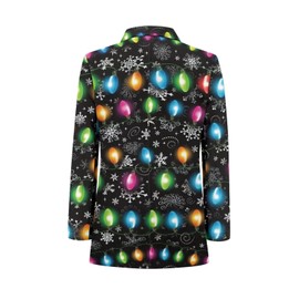 Brosoneto Christmas Snowflakes Lights Suit Jacket for Men, Casual Long Sleeve Blazers One Button Shawl Lapel Party Jacket with 2 Pockets