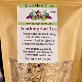 HERB MAN TEAS SOOTHING GUT TEA for stomach ulcers,  inflammatory colon conditions, sore throat