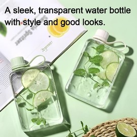 IDIDG Flat Water Bottle Travel Flask Portable 8.2 oz BPA Free Tritan Square Water Bottles Leakproof Slim Water Bottle for Purse Travel Pocket Sports Fitness (Blue, 8.2 OZ)