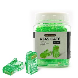 Spetstech RJ45 Connectors 50-Pack Cat 6 non-Through (Cat 6 Ends / Cat6 Plugs / RJ45 Modular Plugs/Ethernet Connectors) for Ethernet Cables. (50, green)