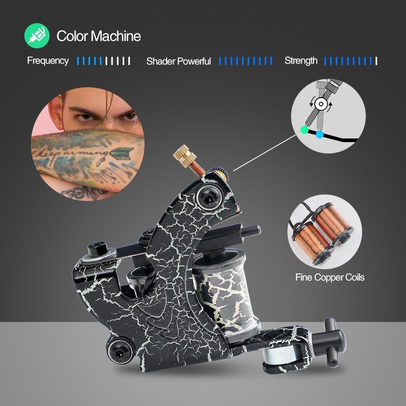 Solong Complete Tattoo Kit 4 Pro Machine Guns 54 Inks
