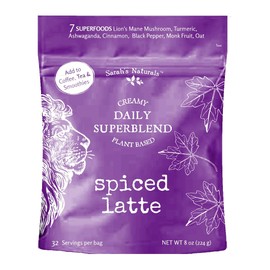 Daily Superfood Blend for Coffee, Tea & Smoothies | Dairy-free | Spiced Latte with Cinnamon & Vanilla | Turmeric, Lion's Main Mushroom & Ashwagandha | Oat Milk Based