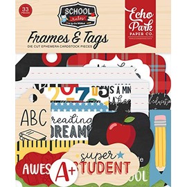 Echo Park Paper Company School Rules Frames & Tags ephemera, red, blue, black, green, yellow, orange