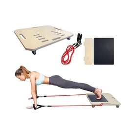 FITIS Home Pilates Reformer Edit - Portable Reformer Alternative for Full Pilates Workouts and Exercises at Home with Resistance Bands (Wood)