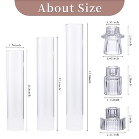 NITIME 3 Set Hurricane Glass Candle Holders for Taper Candles, Candlestick Holders with Windproof Glass Tubes(11.8"/12.6"/13.8" H), Taper Candle Holders for Table Centerpieces, Wedding, Party Decor