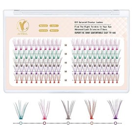 Colored Individual Cluster Lashes DIY Lash Extension 10-16mm Eyelash Clusters Volume Wispy Lashes Super Thin Band Reusable Soft & Comfortable (16D-14mm)