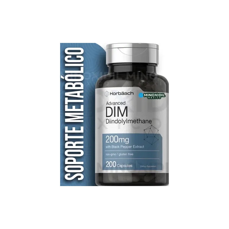 Horbäach DIM Suplemento 200 mg 200 cápsulas Diindolilmetano avanzado con