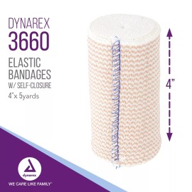 Dynarex Tan Elastic Bandages with Self Closure, 4" x 5 yds