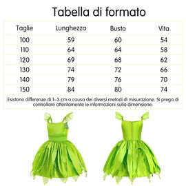 YOSICIL Princess Tiana Dress for Girls Tinkerbell Children with Butterfly Wings Wand Hair Band Carnival Cosplay Dress Birthday Party Green 110