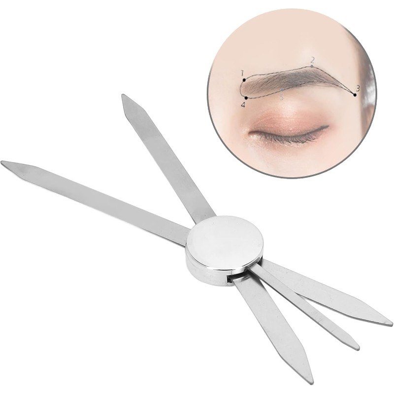 Regla de cejas de acero inoxidable para tatuajes, cejas, regla