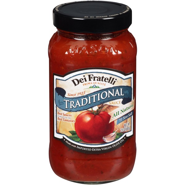 Dei Fratelli Traditional Pasta Sauce - All Natural - No Water Added - Never from Tomato Paste - 5th Generation Recipe (24 oz. jars; 4 pack)