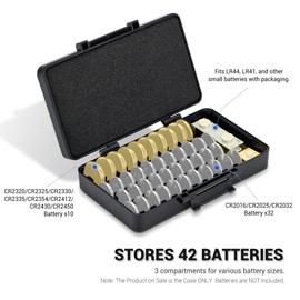 KIWIFOTOS 42 Slots Coin Cell Battery Case for CR2032 CR2025 LR44 Shockproof CR2016 CR2320 CR2325 CR2330 CR2335 CR2354 CR2412 CR2430 CR2450 Button Battery Holder, Battery Not Included