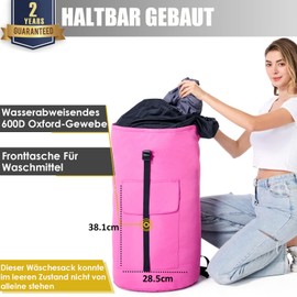 Laundry Bag Travel Dirty Laundry XXL 115 Litres Laundry Bag with 2 Padded Shoulder Straps Laundry Bag Foldable Storage Bag Clothes Bag Duffel Bag Backpack (Pink)