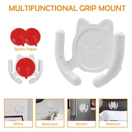 HOMEFOX Multi-Surface Holder Car Mount 3 Pack Compatible for Popsocket Holder Grips Hand-Free Device Support Home Office Desk Wall Mount Cute Cat Strong Adhesive Sticky Gel Pad (Black White Pink)