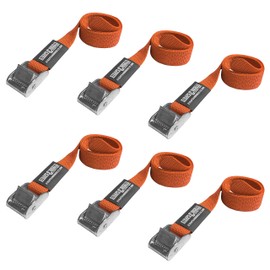 SECURE IT QUICK Straps & Buckles - Cinch Tie Down CAM Cargo Utility Lashing Straps - 1" Wide Heavy Duty Webbing (24" Length - 6 Pack, Orange)