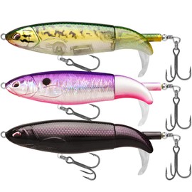 TRUSCEND Floating Fishing Lures with BKK Hooks, Whopper Plopper for Freshwater or Saltwater, Top Water Lure for Bass Catfish Pike, Fishing Wobble Surface Bass Bait Teasers Fishing Gifts for Men