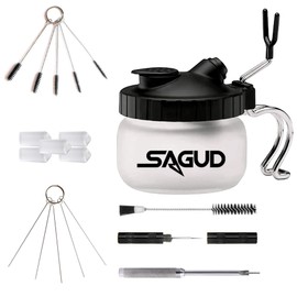 SAGUD Airbrush Clean Kit, Airbrush Cleaning Pot, Cleaning Kit with Glass Cleaning Pot Holder, Airbrush Cleaning kit for Air Brush Gun Washing