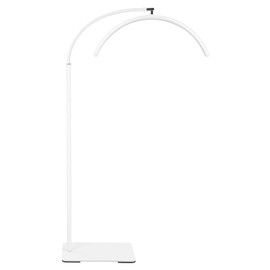 MINIEAR Flexible Gooseneck 19-Inch Eyelash Lamp — Dimmable LED Floor Lamp for Eyelash Extensions, Tattoo Artists — Rotating Half-Moon Head, Adjustable Brightness and Color Temperature (White)