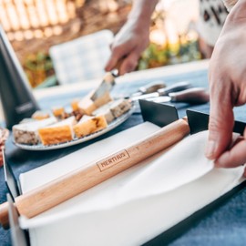 NERTHUS FIH 790-Table Napkin Holder with Weight, Stainless Steel and Bamboo, Small, Metal, Steel, Pequeño