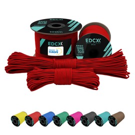 EdcX 2 mm Nylon Paracord 275 (15, 30, 50 and 100 m)– 100% Nylon rope, 3-Strand cord, Nylon cord 2 mm in Many Colours (Red, 50 m)